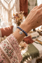 Brow Chakra Lapis Lazuli Activation Bracelet, White Rhodium