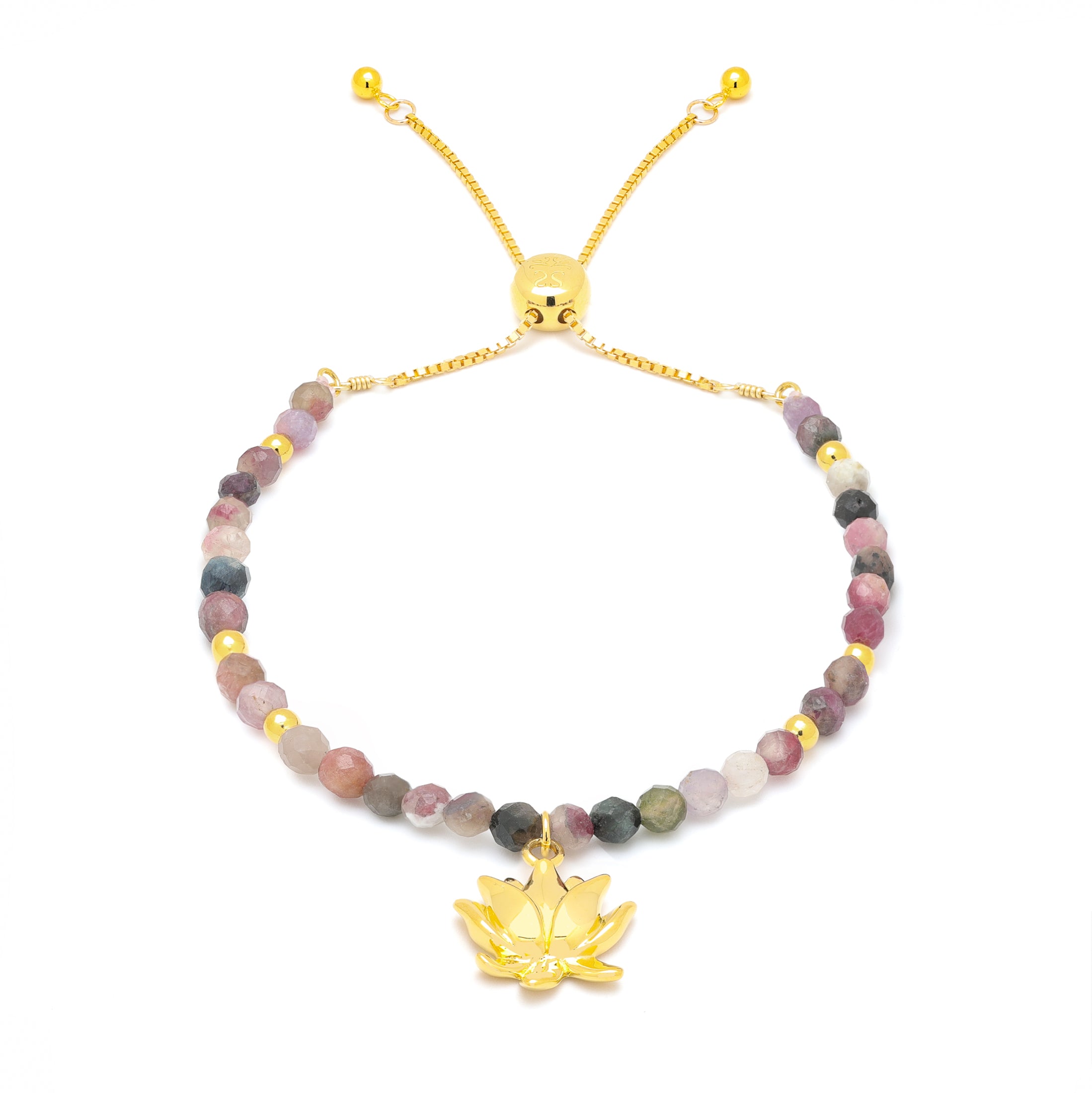 Strength of Spirit Rising Lotus Tourmaline Bracelet – 18K Gold Spiritual Healing Jewelry