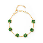 Four Leaf Clover Bracelet | Talisman of Luck & Prosperity | Emerald Zirconia & Gold