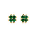 Four Leaf Clover Heart Stud Earrings | Good Luck and Protection | Emerald Zirconia