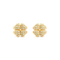 Four Leaf Clover Pave Stud Earrings | For Rare Lucky Fortune & Vitality | Peridot Zirconia Diamond & Gold