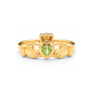 Claddagh Heart Ring | Love, Friendship, Loyalty | Peridot Zirconia & Gold