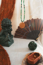 Joy & Prosperity Flower of Life Necklace – Green Aventurine, Spinel & Chrysoprase – 18K Gold