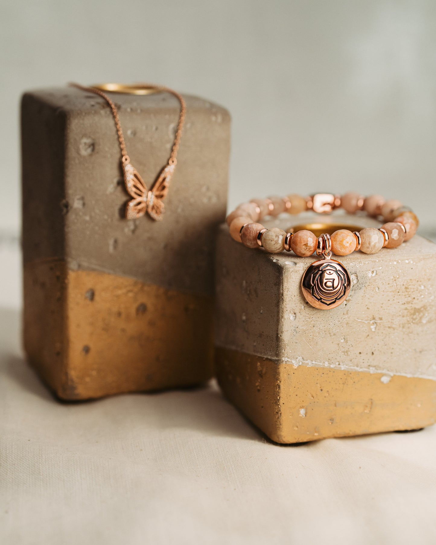 Sacral Chakra Activation Sunstone Bracelet, Rose Gold Finish
