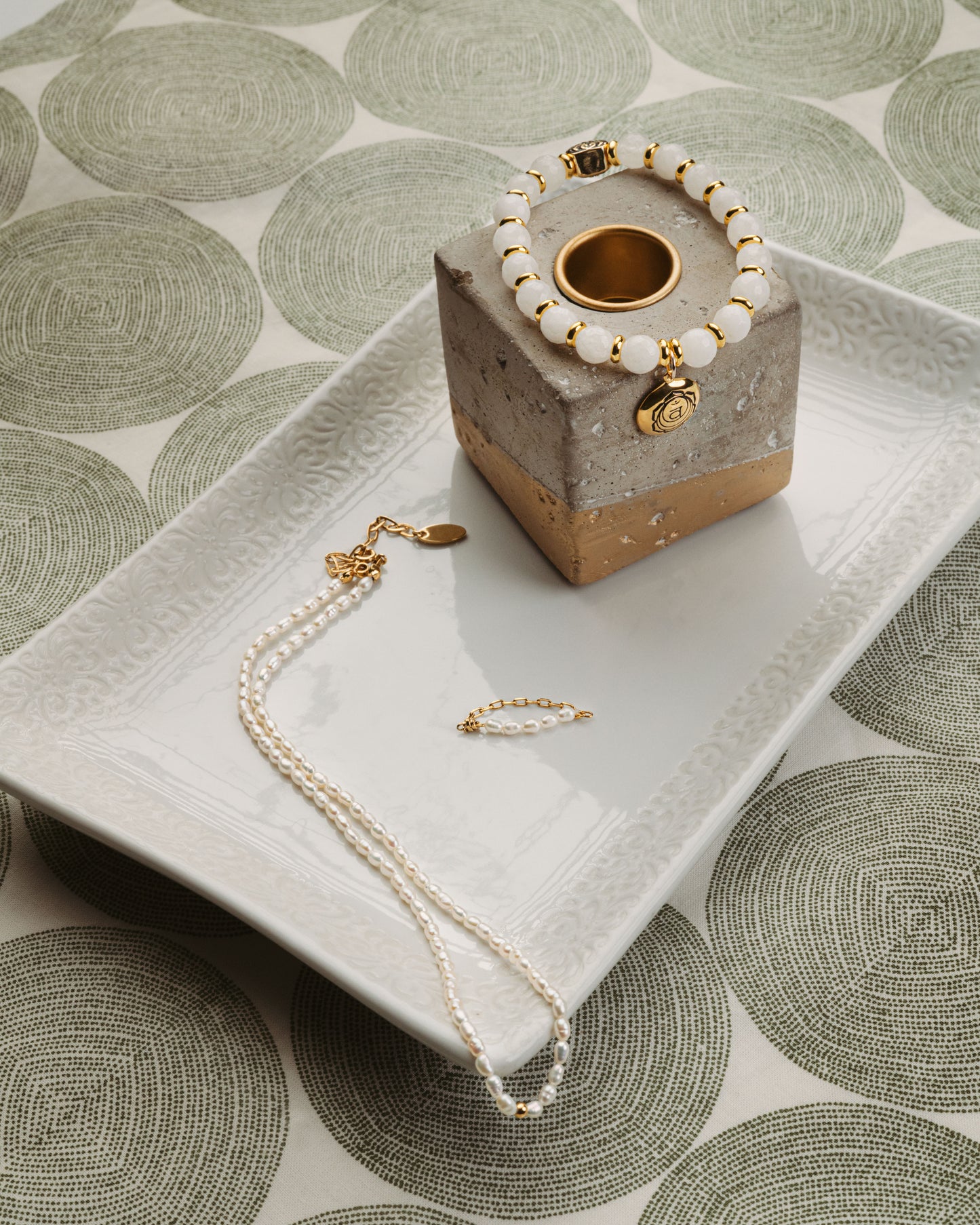 Pure Light Freshwater Baroque Pearl Chain Ring, 18k Gold Plated Sterling Silver