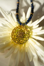 Sri Yantra Protection & Peace Necklace – Lapis Lazuli – 18k Gold Sacred Geometry Pendant