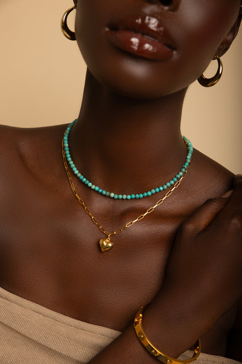Turquoise Choker Necklace – Gold Plated