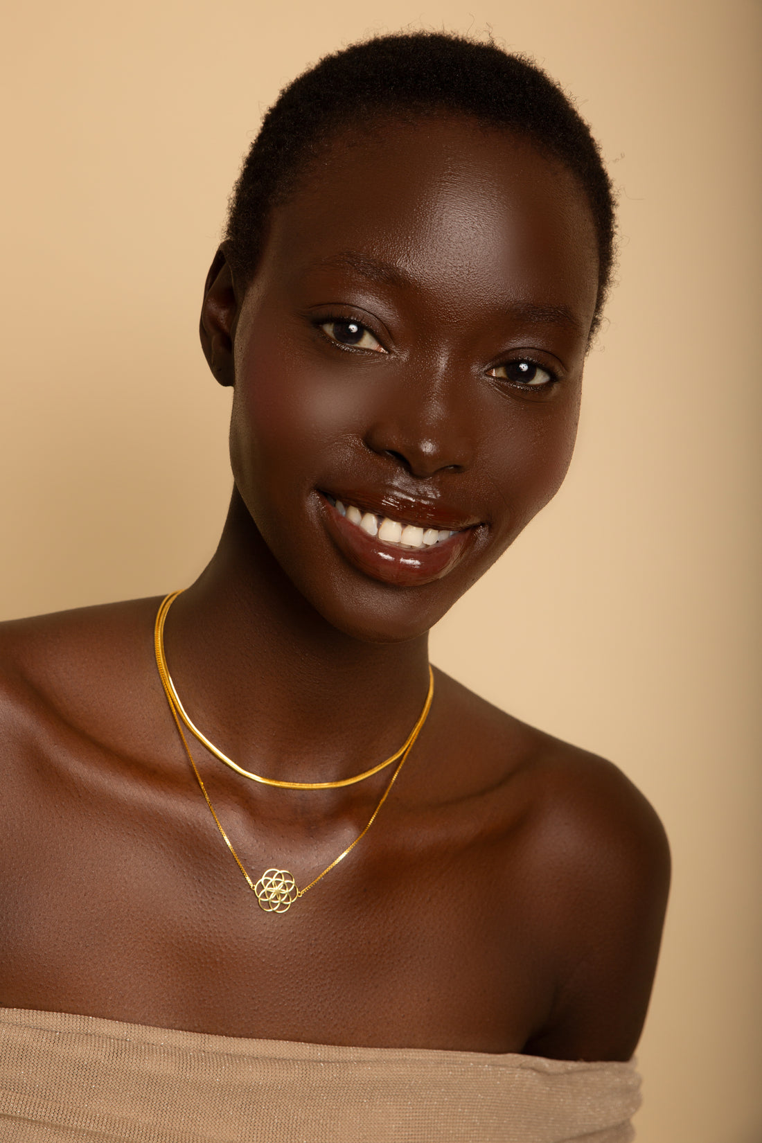 Seed of Life Choker/Y-Style Lariat, Reversible Necklace, 18K Gold