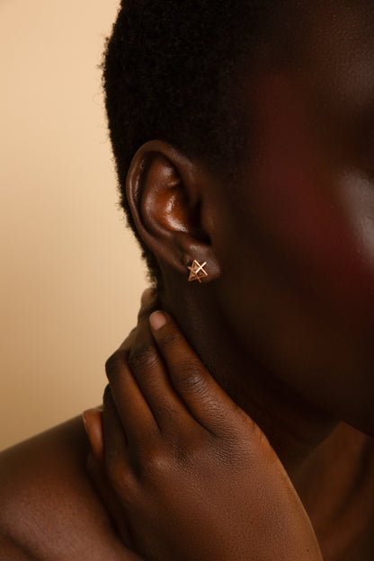 Merkaba Star, Light Body Activation Stud Earrings, 18k Gold