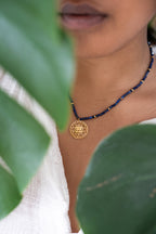Sri Yantra Protection & Peace Necklace – Lapis Lazuli – 18k Gold Sacred Geometry Pendant