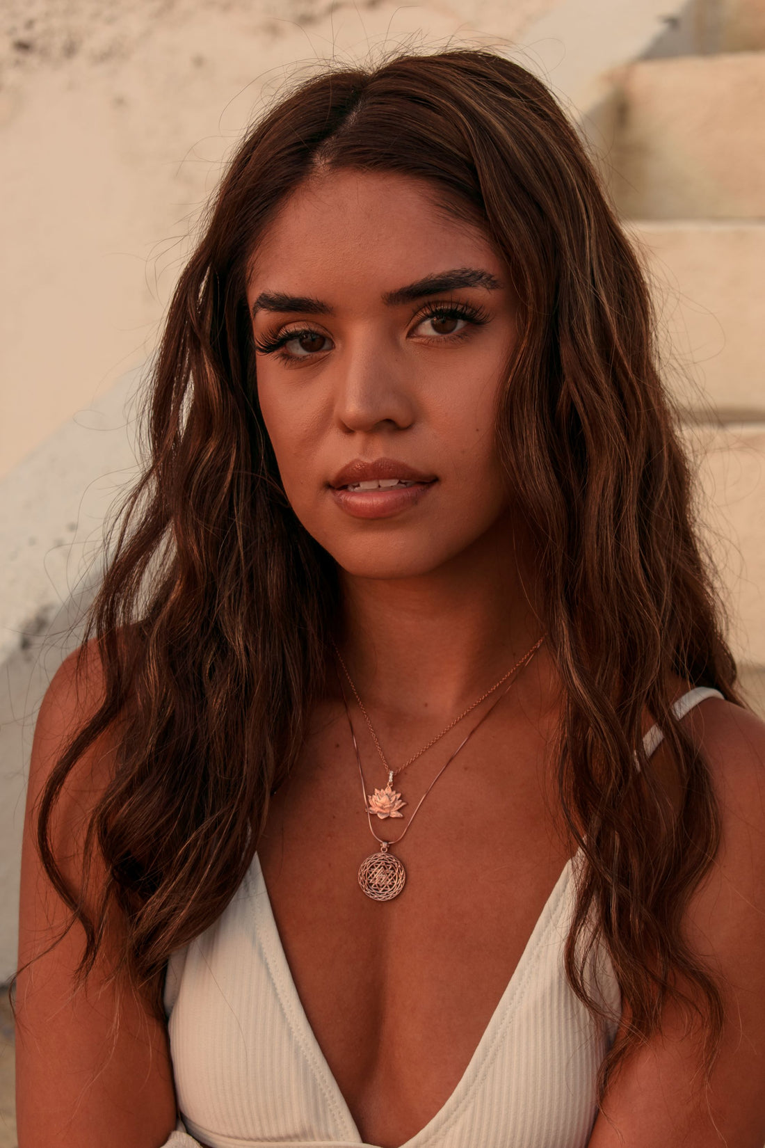 Awakened Lotus Necklace, White Rhodium