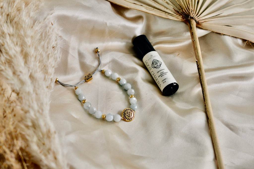 Throat Chakra Aquamarine Bracelet – Inner Peace & Tranquility 18K Gold Plated Healing Jewelry