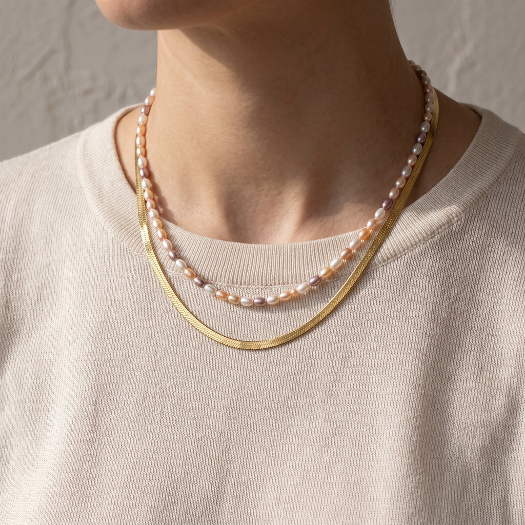 Divine Aura Multi-Color Freshwater Baroque Pearl Choker Necklace | Rhodium Plated