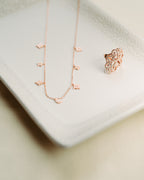 Heavenly Realms Moon & Stars Drop Choker Necklace – Rose Gold with CZ Diamonds