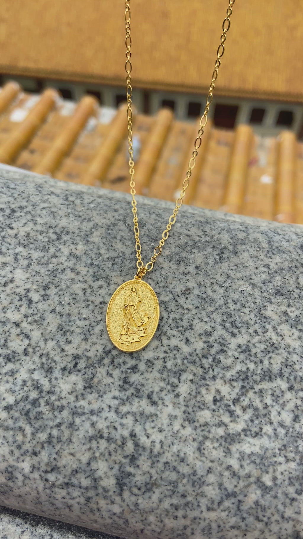 Quan Yin Goddess of Compassion & Mercy Necklace - Gold