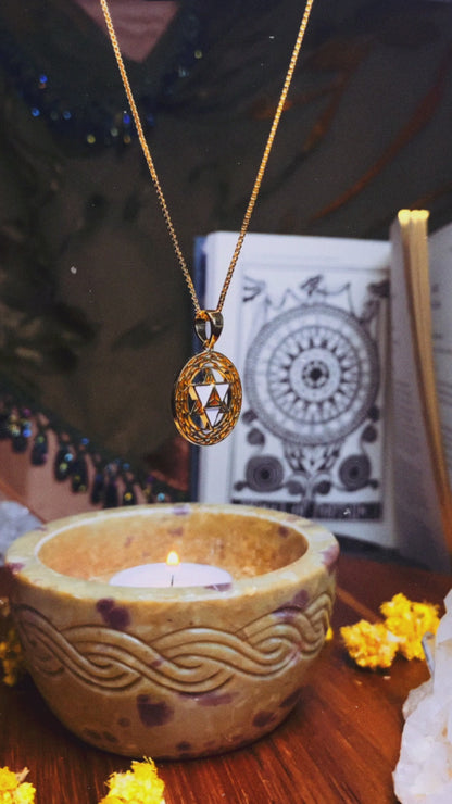 Merkaba Star, Light Body Activation Necklace, 18k Gold