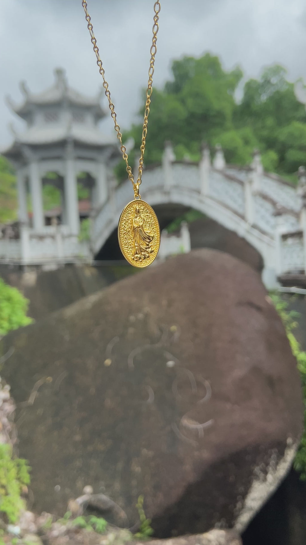Quan Yin Goddess of Compassion & Mercy Necklace - Gold