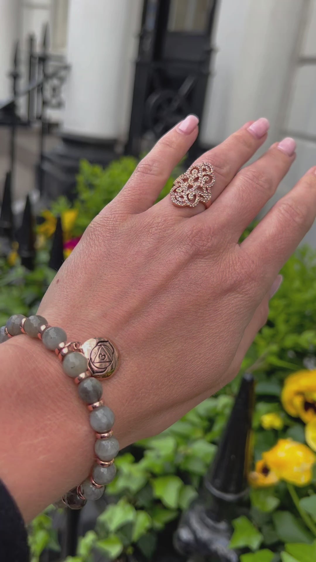 Brow Chakra Activation Labradorite “Magician’s” Bracelet – Rose Gold Spiritual Healing Jewelry