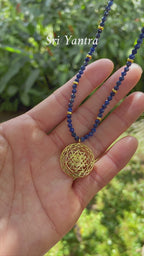 Sri Yantra Protection & Peace Necklace – Lapis Lazuli – 18k Gold Sacred Geometry Pendant