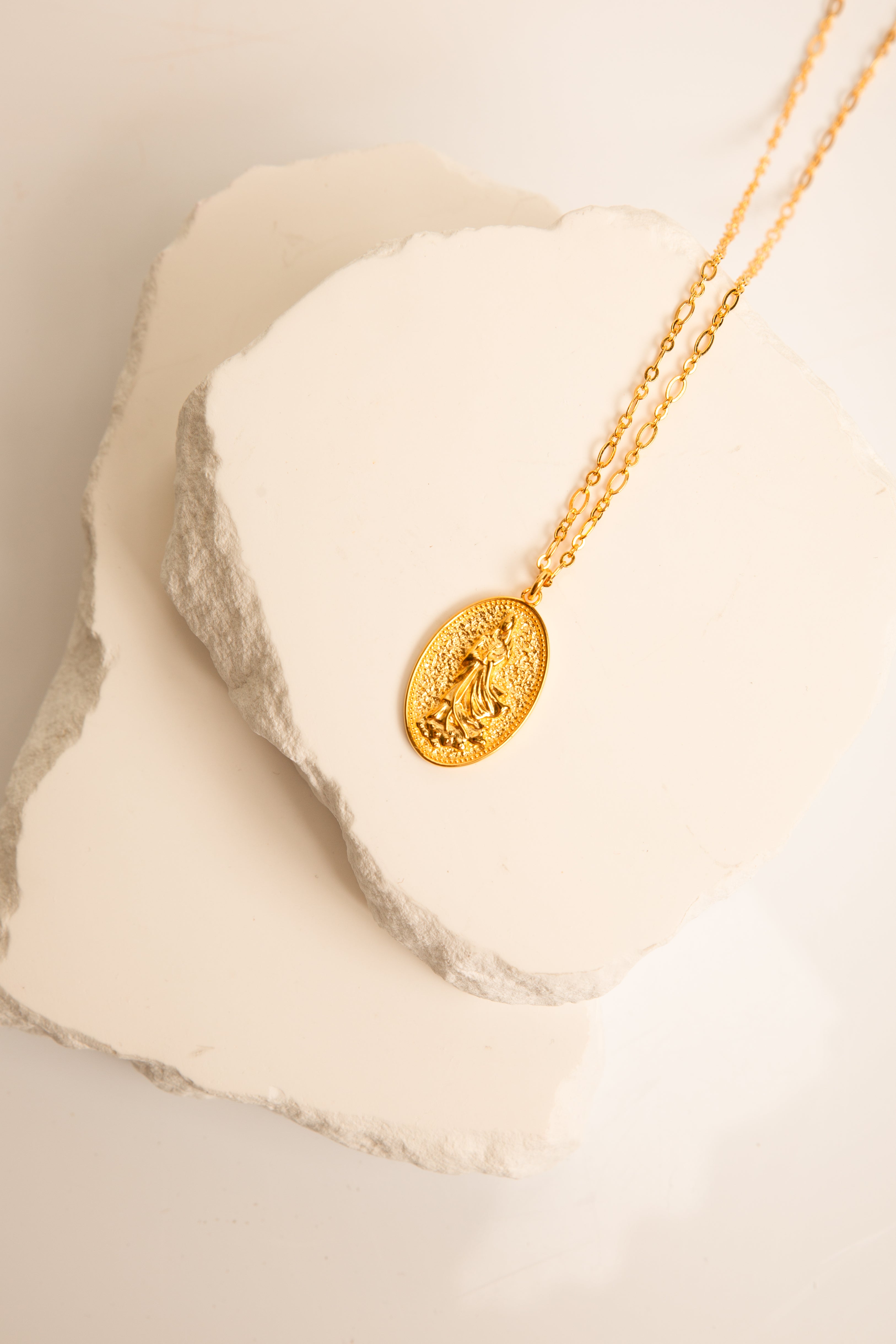 Quan Yin Goddess of Compassion & Mercy Necklace - Gold