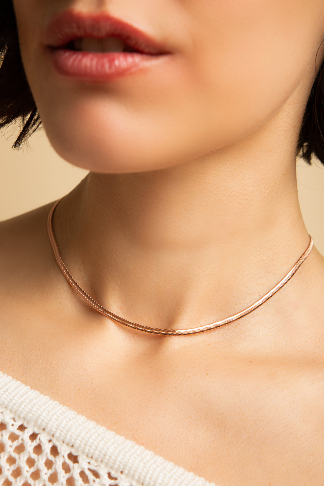 Herringbone Chain Necklace, Rose Gold Over Sterling Silver