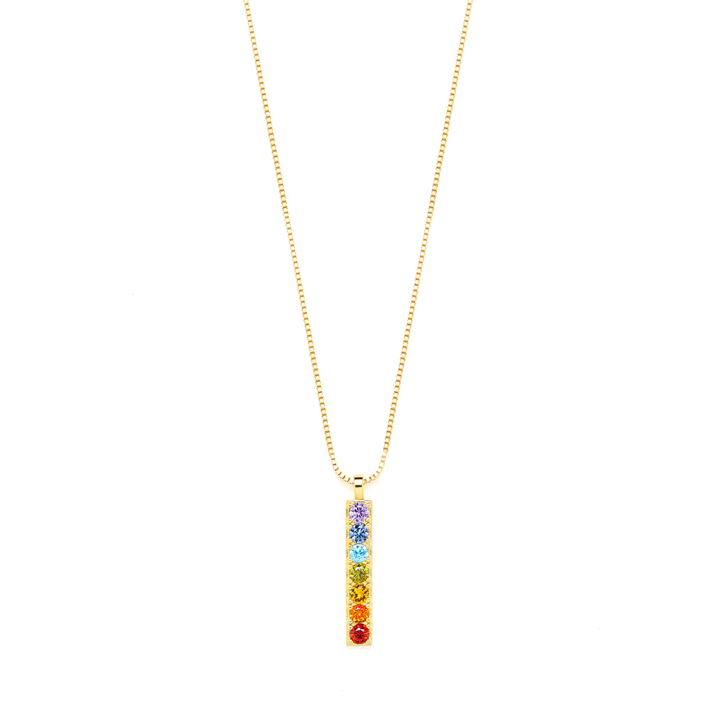 Chakra Align Rainbow Bar Necklace - 18k Gold