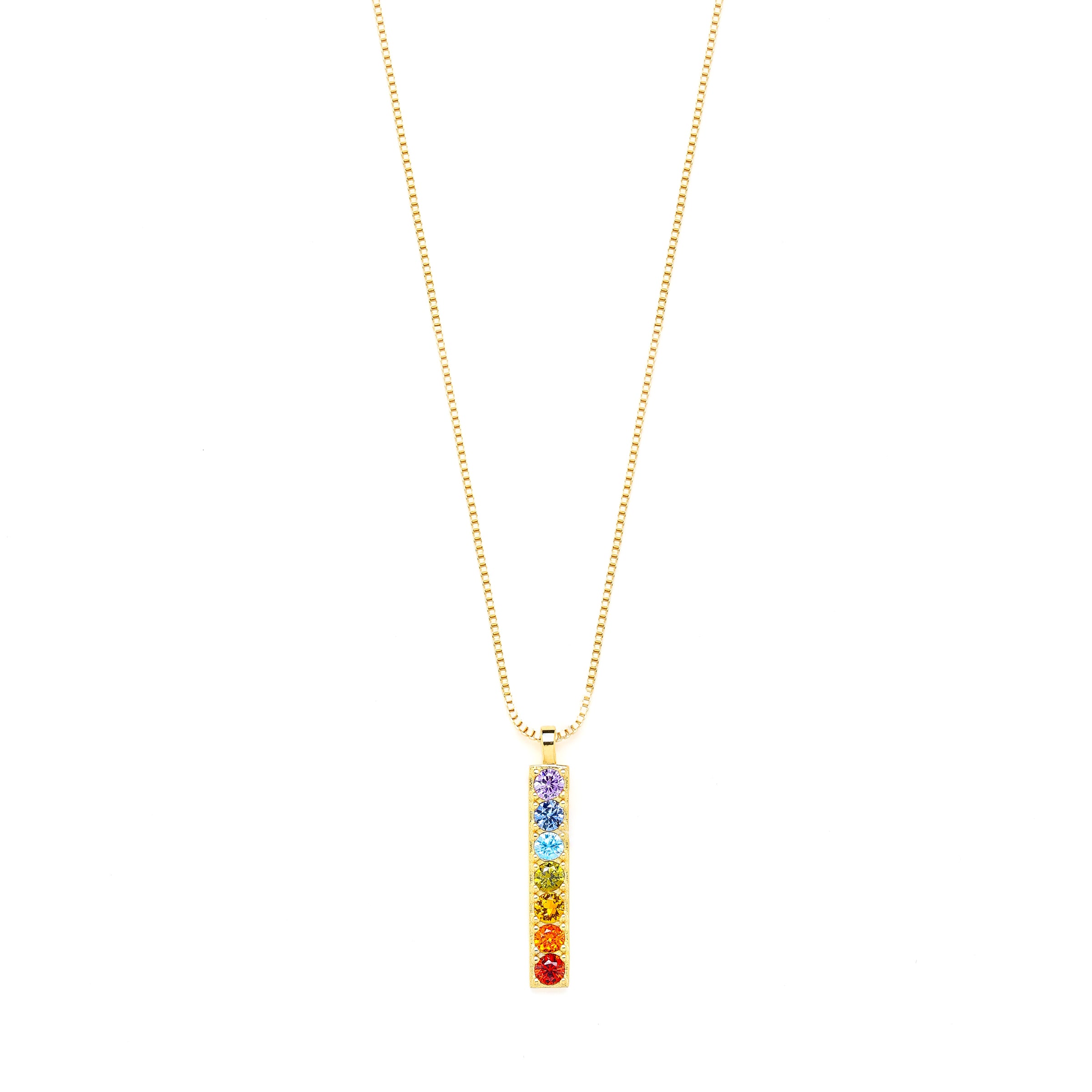 Chakra Align Rainbow Bar Necklace - 18k Gold