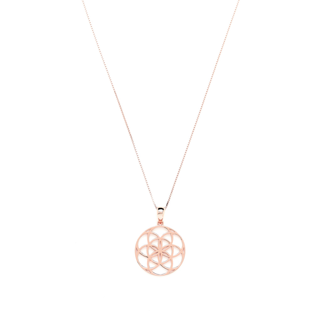 Seed of Life Abundance Necklace Sterling Silver - Rose Gold