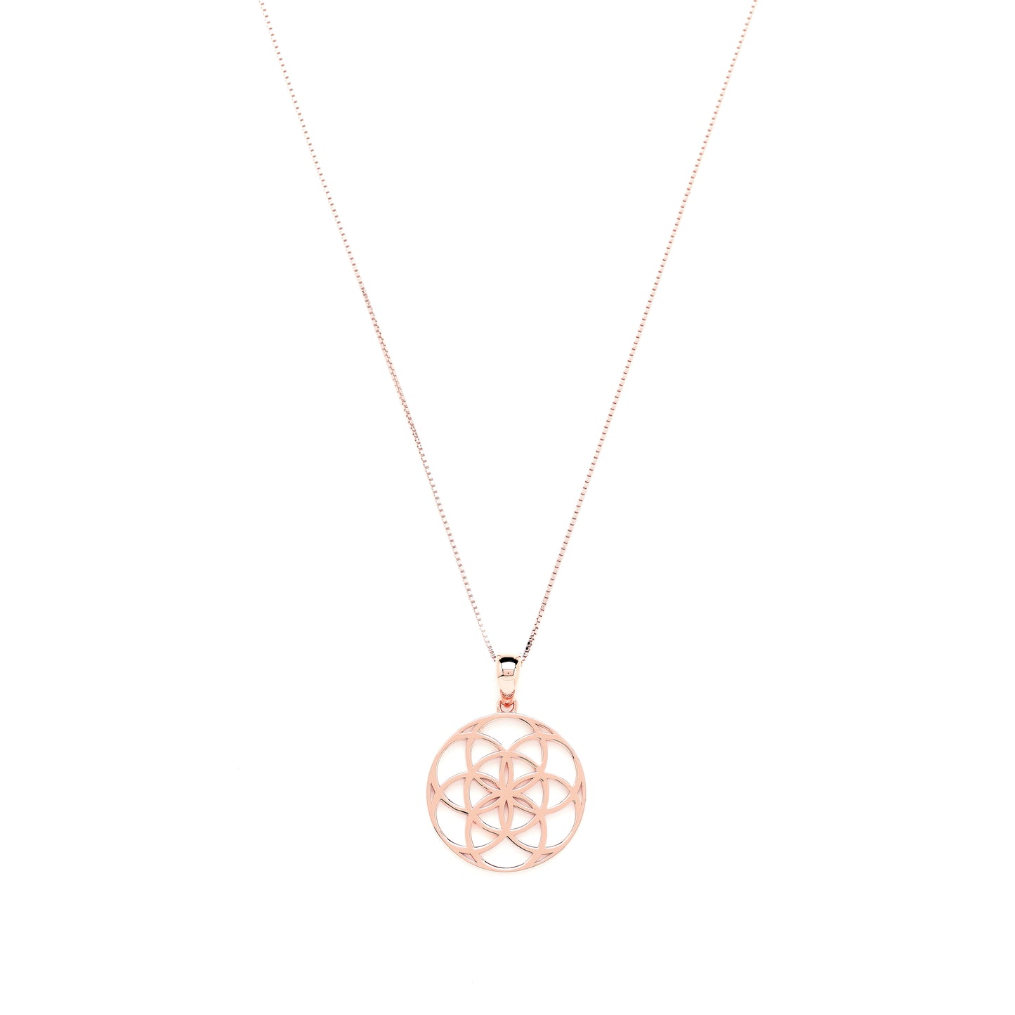 Seed of Life Abundance Necklace Sterling Silver, Rose Gold