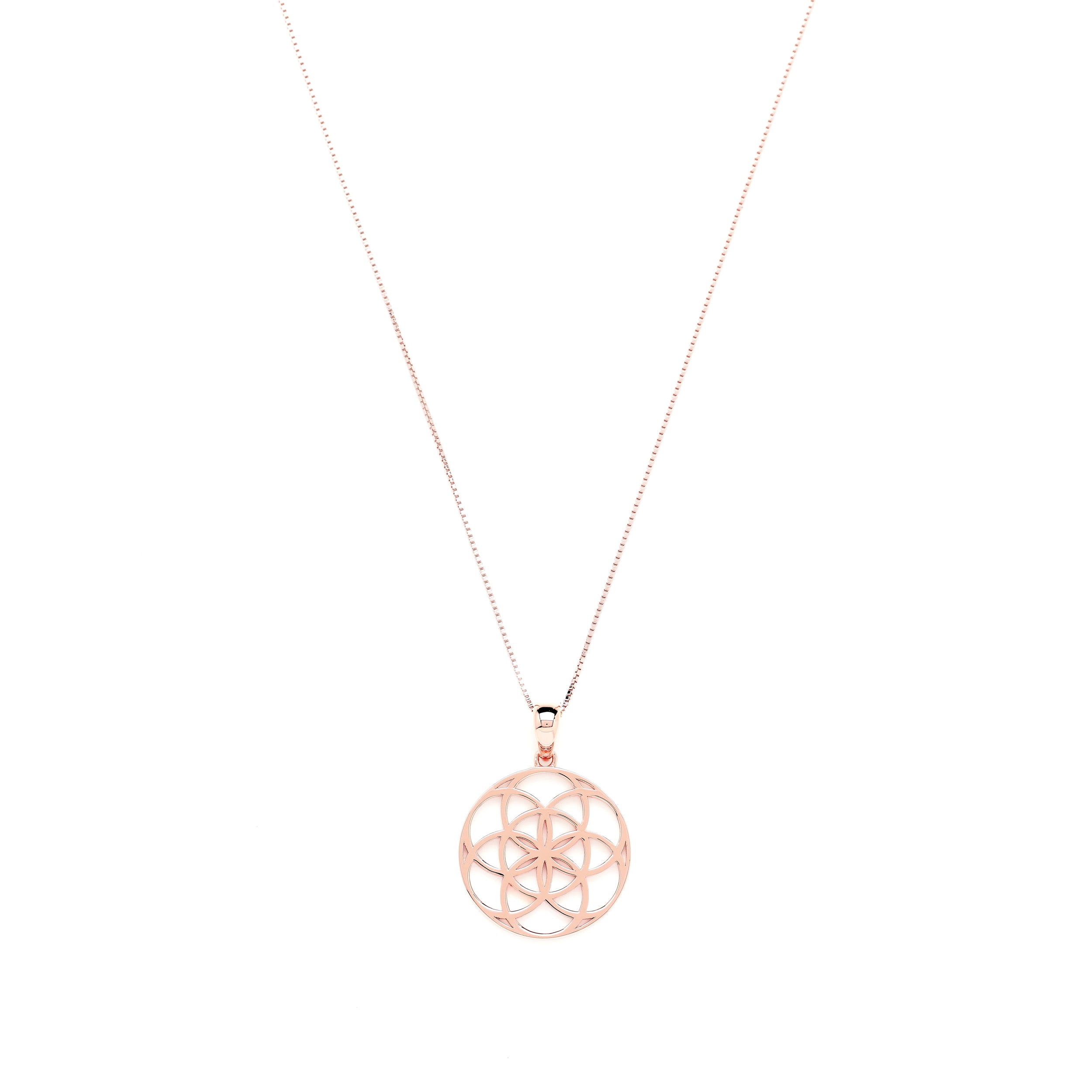 Seed of Life Abundance Necklace Sterling Silver - Rose Gold