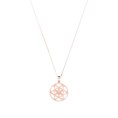 Seed of Life Abundance Necklace Sterling Silver, Rose Gold