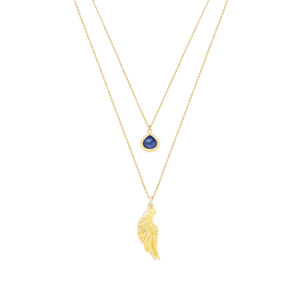 Archangel Michael Angel of Protection Necklace - Lapis Lazuli - 18K Gold