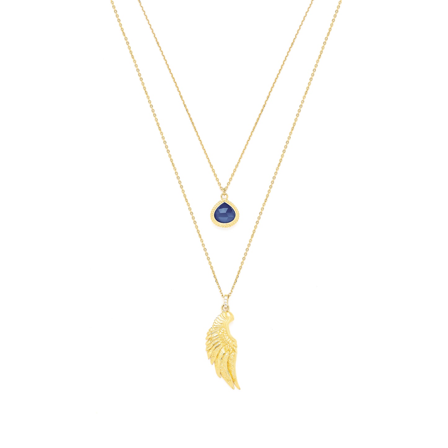 Archangel Michael Angel of Protection Necklace, Lapis Lazuli, White Rhodium