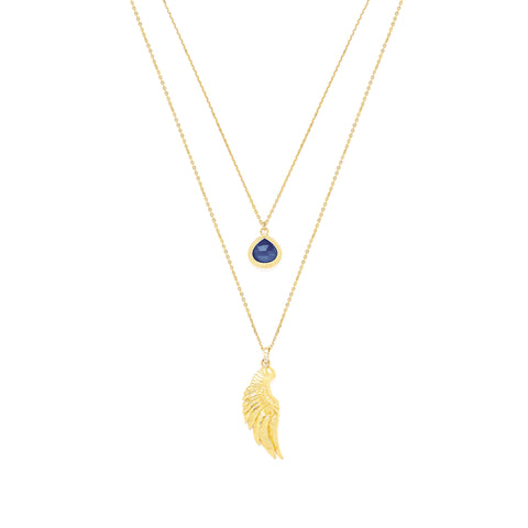 ARCHANGEL MICHAEL Angel of Protection Necklace, Lapis Lazuli, White Rhodium