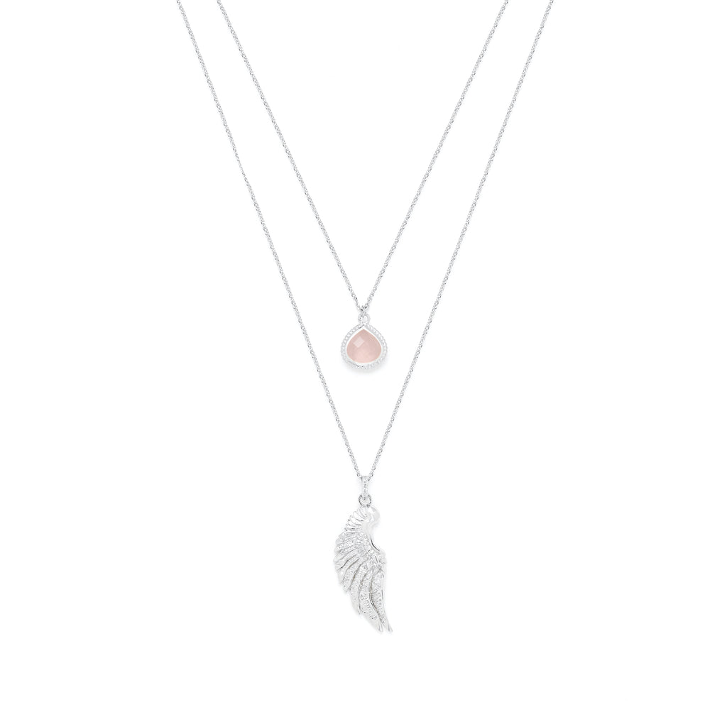 ARCHANGEL CHAMUEL Angel Of Love Necklace - Rose Quartz - 18K Gold