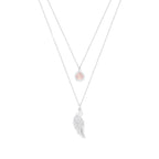 ARCHANGEL CHAMUEL Angel Of Love Necklace - Rose Quartz - White Rhodium