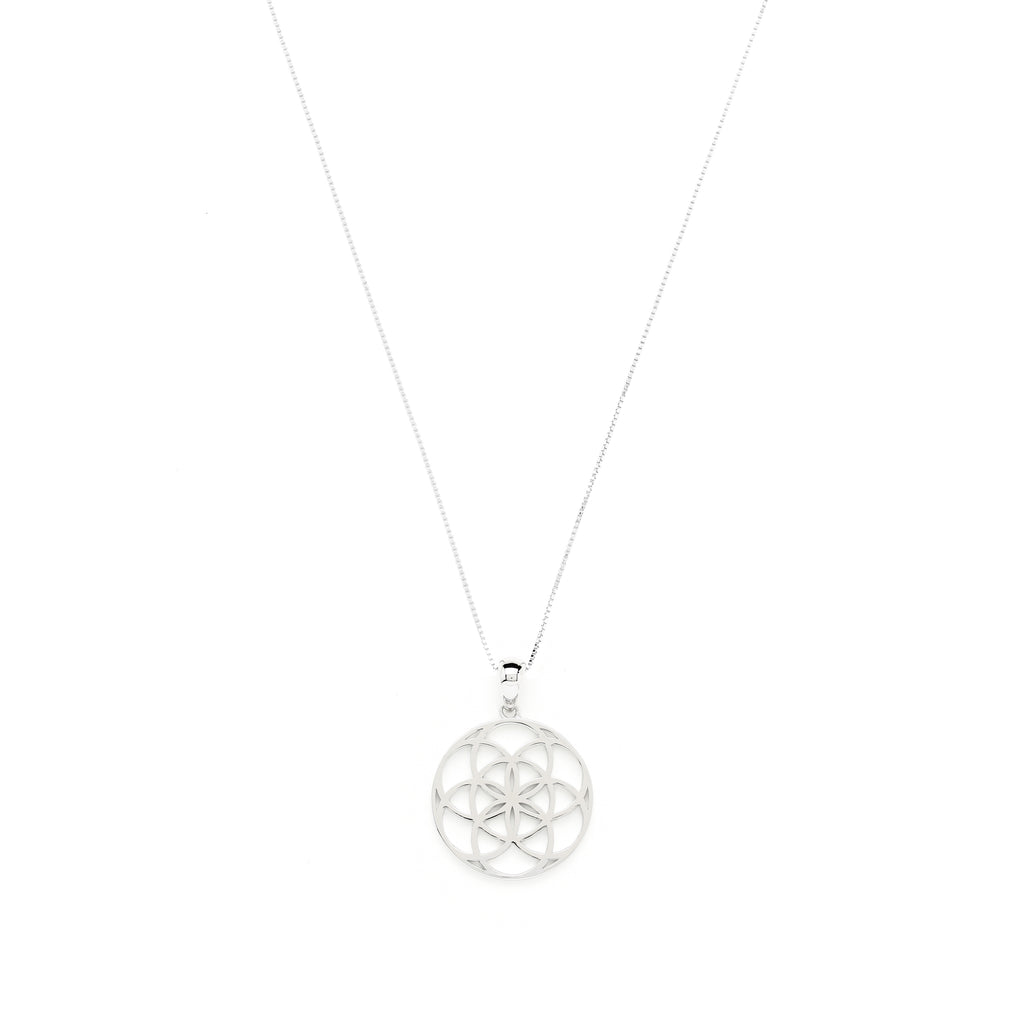 Seed of Life Abundance Necklace Sterling Silver - White Rhodium