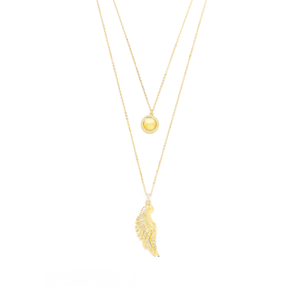 Archangel Jophiel Necklace – Angel of Beauty & Wisdom – 18K Gold Plated Sterling Silver with Quartz