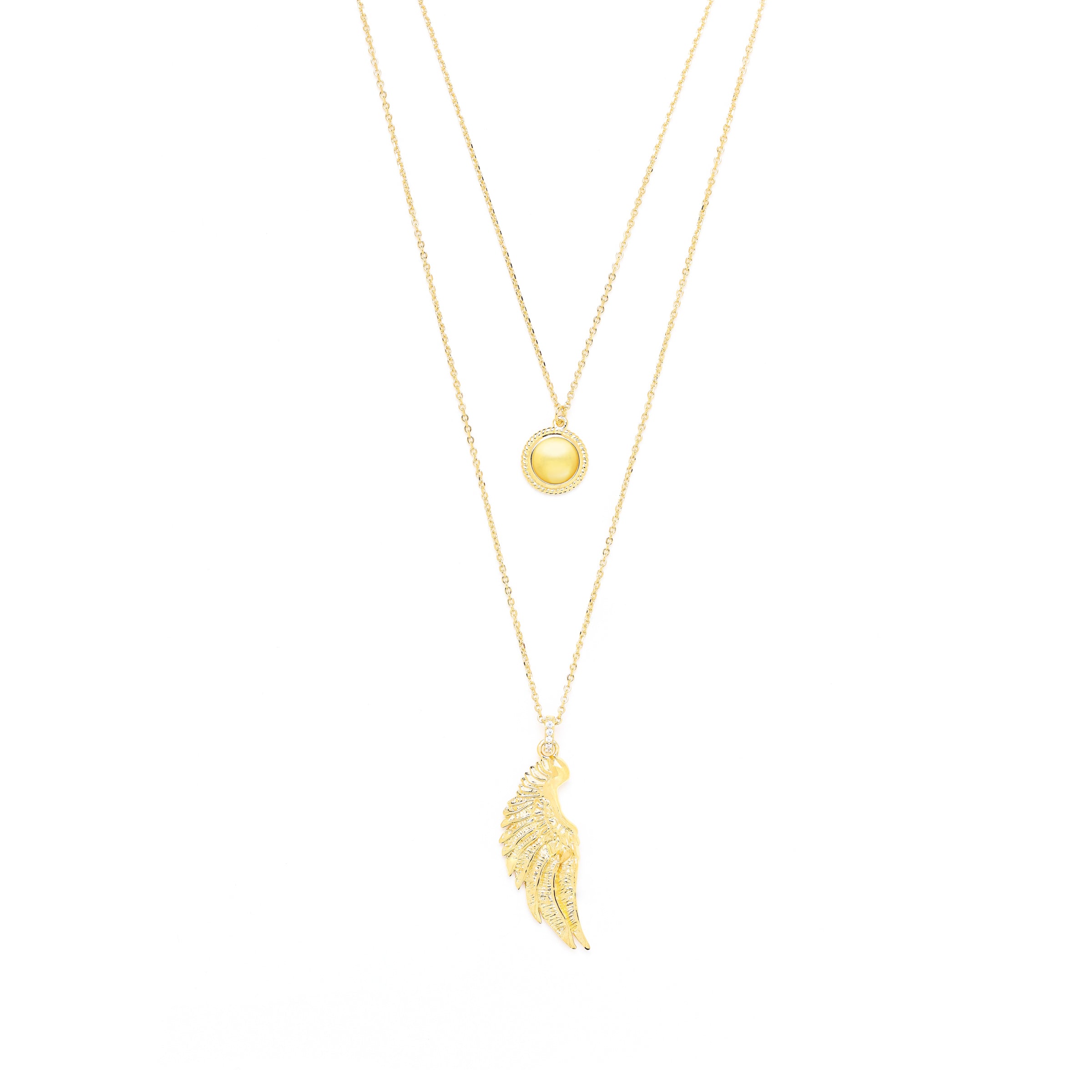 Archangel Jophiel Necklace – Angel of Beauty & Wisdom – 18K Gold Plated Sterling Silver with Quartz