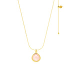 Collar Ajustable de Cuarzo Rosa Corazón Compasivo - Oro de 18K