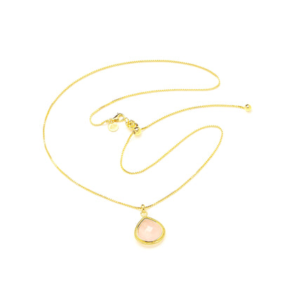Rose Quartz Compassionate Heart Adjustable Necklace, 18K Gold