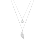 Archangel Gabriel Angel Of Communication Necklace - White Rhodium - Clear Quartz