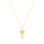 Goddess Lotus Necklace - Moonstone - 18K Gold