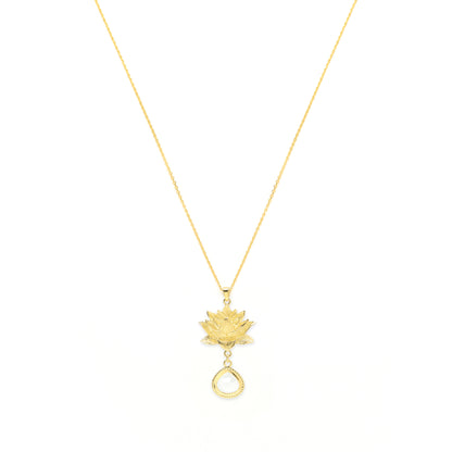 Goddess Lotus Necklace, Moonstone, 18K Gold