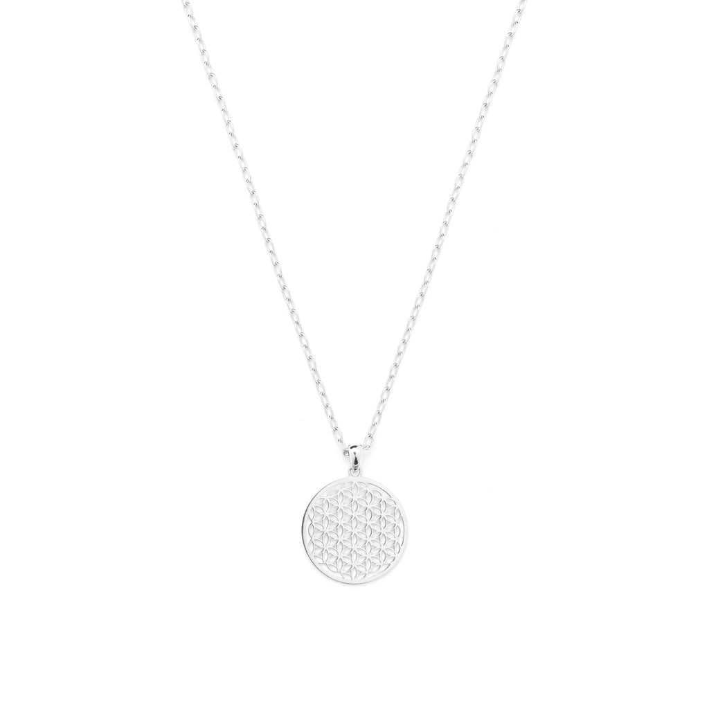Flower of Life Link Chain Necklace – 18K Gold Over Sterling Silver Spiritual Jewelry