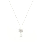 Goddess Lotus Necklace – Moonstone – White Rhodium Spiritual Jewelry