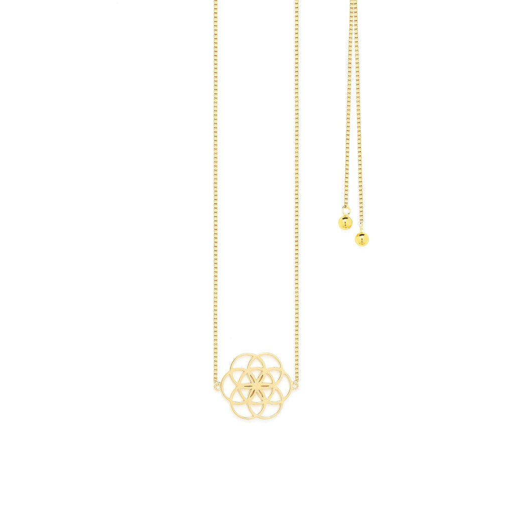 Seed of Life Reversible Y-Lariat Choker Necklace – White Rhodium Spiritual Jewelry