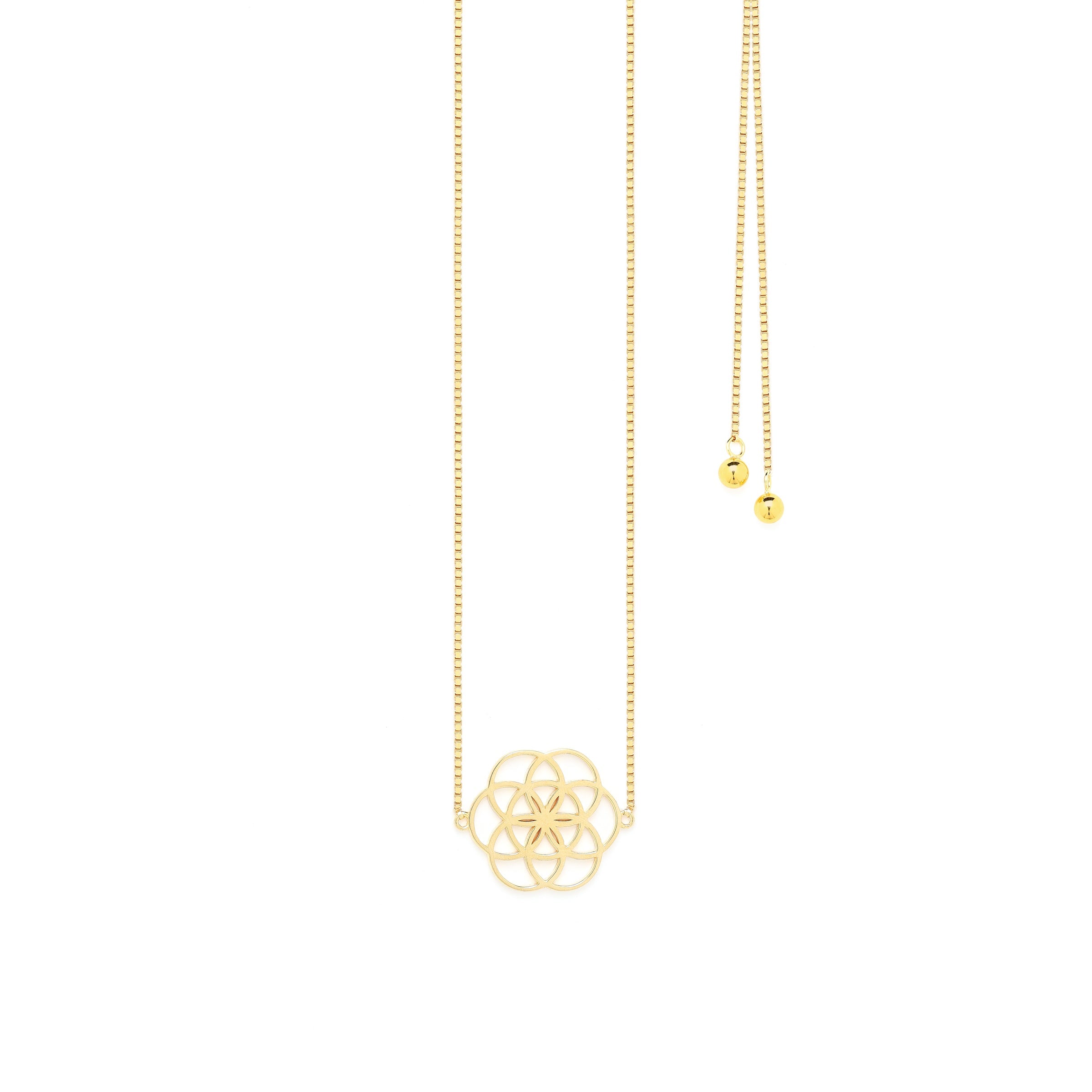 Seed of Life Reversible Y-Lariat Choker Necklace – White Rhodium Spiritual Jewelry