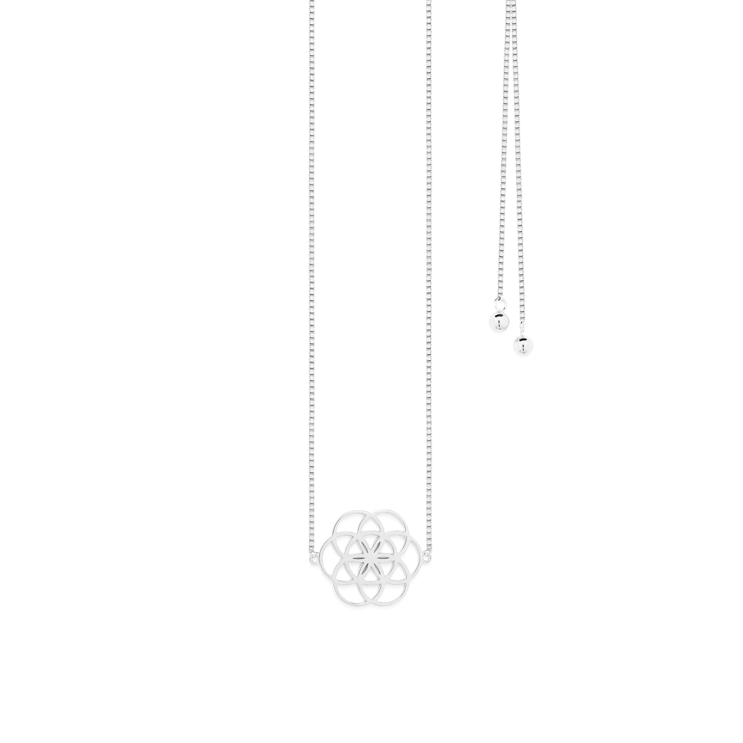 Seed of Life Reversible Y-Lariat Choker Necklace – White Rhodium Spiritual Jewelry