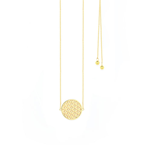 Flower of Life Choker/Y-Style Lariat, Reversible Necklace 18K Gold